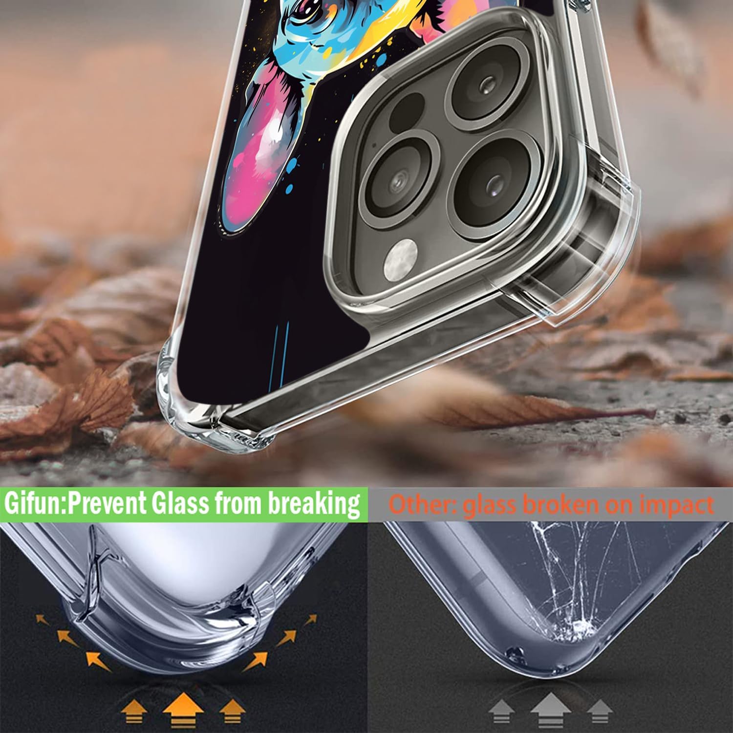 Funda de Bulldog Francés para iPhone 15 Pro, PC duro + TPU Bumper Funda protectora transparente compatible con iPhone 15 Pro 6.1 pulgadas – Color