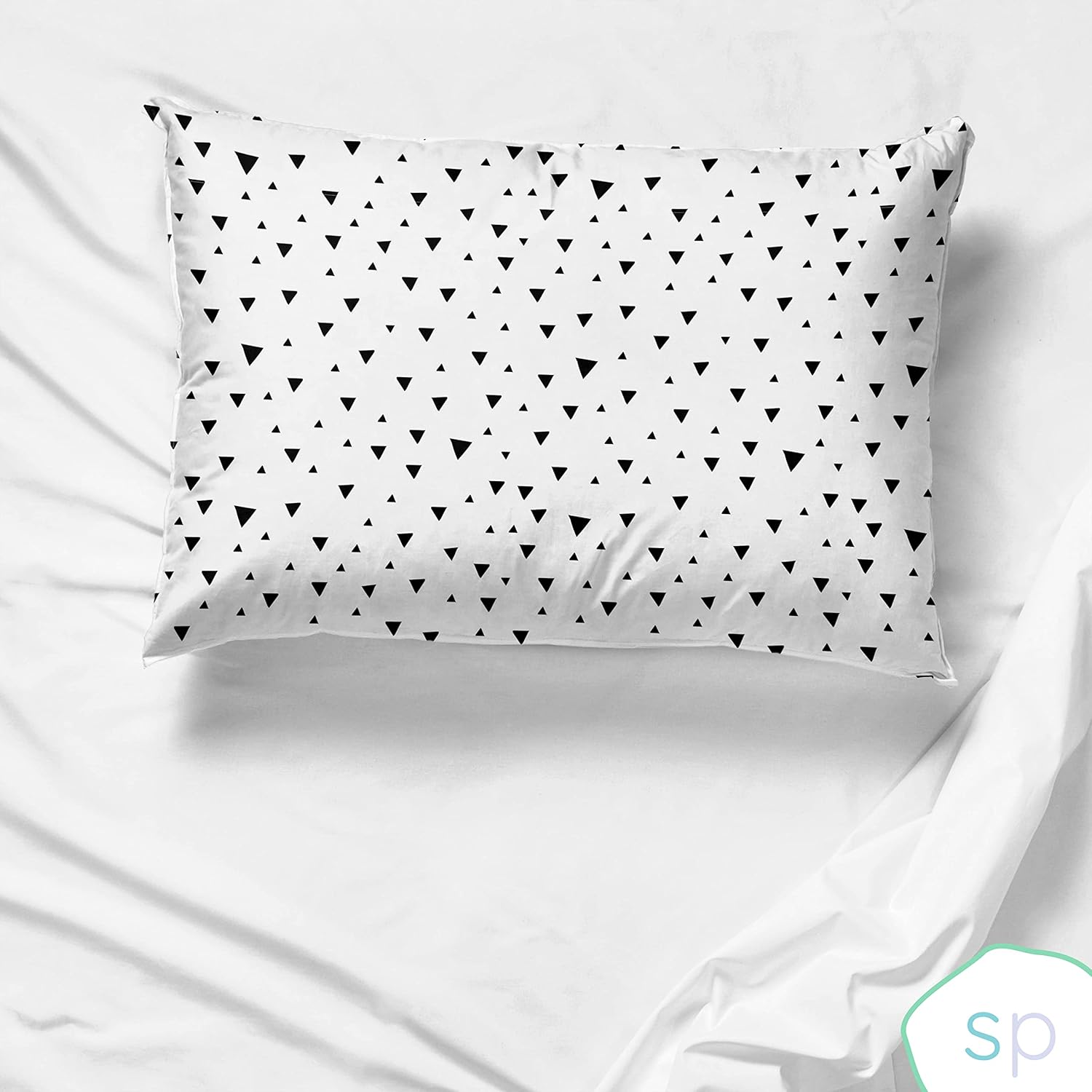 Saturday Park Funda de almohada moderna de triángulos negros, ropa de cama 100% algodón, certificado Oeko-TEX