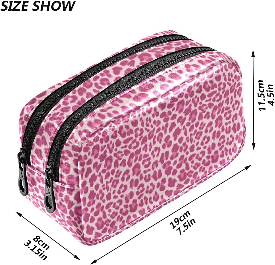 Bolsas de cuero para lápices con cremallera 2 compartimentos, fantástica y bonita funda de lápices de dinosaurio, bolsa de maquillaje para mujeres y