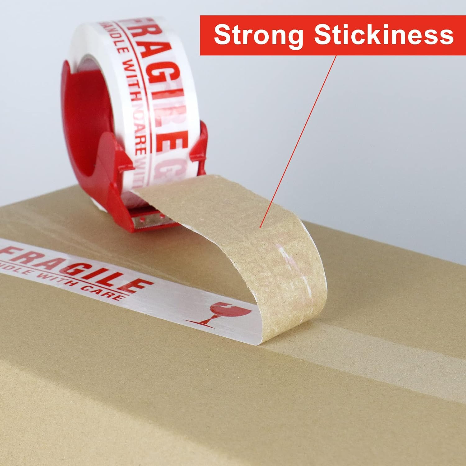 BOMEI PACK Cinta de embalaje frágil con cinta de mudanza, cinta de envío frágil, 2 pulgadas x 330 pies (110 yardas), cinta frágil resistente para