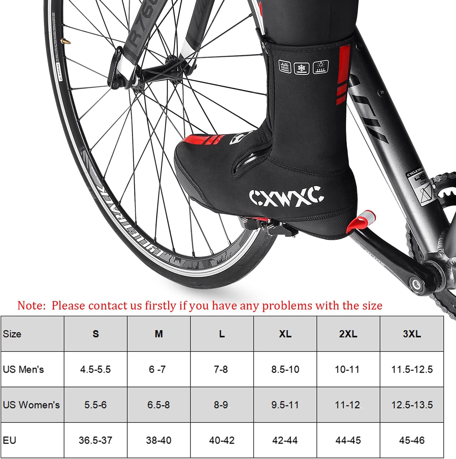 CXWXC Fundas de neopreno impermeables para zapatos de ciclismo, para invierno, térmicos, cálidos, para hombres y mujeres, botas de bicicleta de