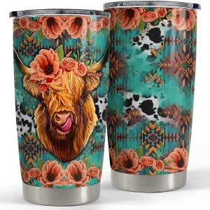 SANDJEST Vaso de piel de vaca occidental de 20 onzas con tapa, regalo para mujeres, niñas, hijas, hermanas, amantes de los animales, Navidad, SANDJEST Vaso de piel de vaca occidental de 20 onzas con tapa, regalo para mujeres, niñas, hijas, hermanas, amantes de los animales, Navidad,