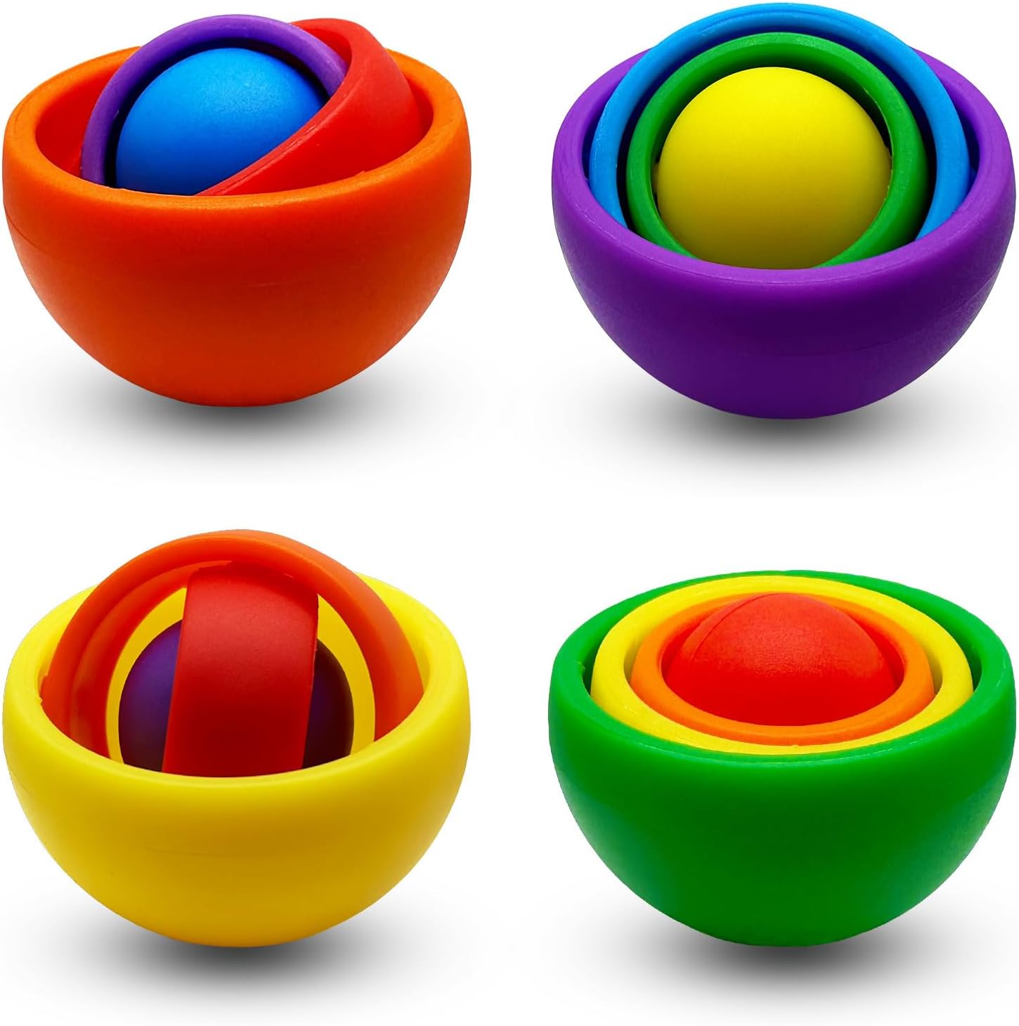 Paquete de 4 juguetes sensoriales para la ansiedad, bola giratoria 3D divertida con giro infinito, juguetes para niños y adultos, juguetes para