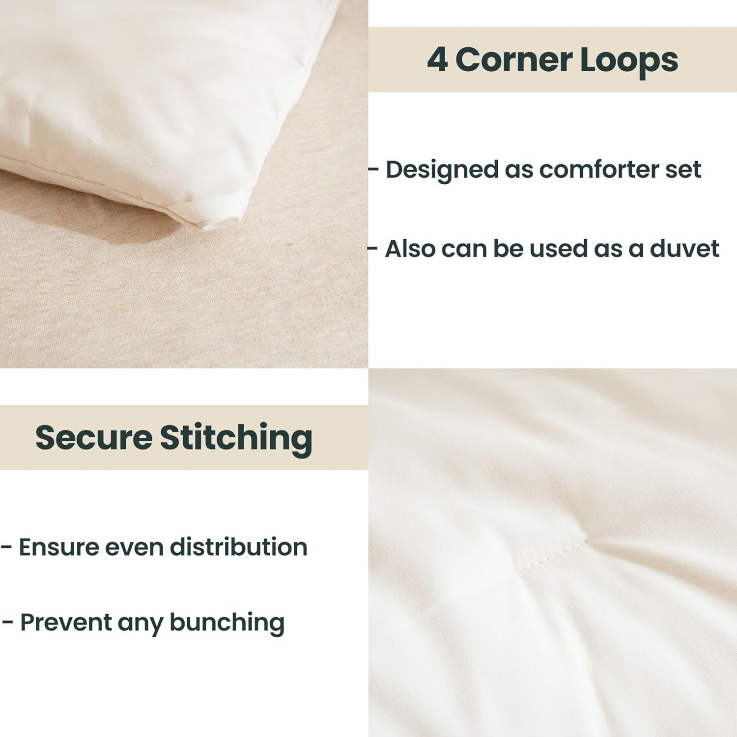 Paxrac Juego de edredón beige tamaño matrimonial, juego de edredón color crema de 3 piezas, juego de ropa de cama ligero neutro sólido, juego de