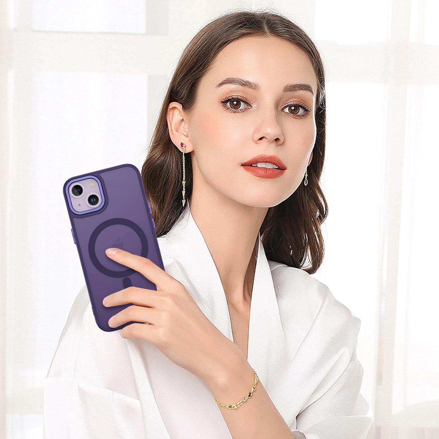 BENTOBEN Funda magnética para iPhone 13 compatible con Magsafe Funda translúcida mate para iPhone 13, delgada, a prueba de golpes, para mujeres,