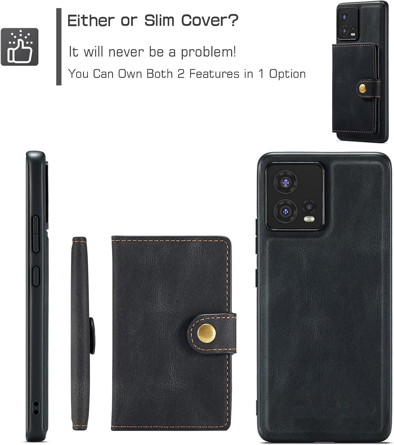 Asuwish Funda para teléfono Motorola Edge 30 Fusion 2022 con protector de pantalla de vidrio templado y soporte para tarjeta de crédito, accesorios
