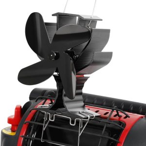 Ventilador de estufa de leña alimentado por calor, ventilador de chimenea de 4 aspas con soporte compatible con calentador Buddy, ventilador de Ventilador de estufa de leña alimentado por calor, ventilador de chimenea de 4 aspas con soporte compatible con calentador Buddy, ventilador de