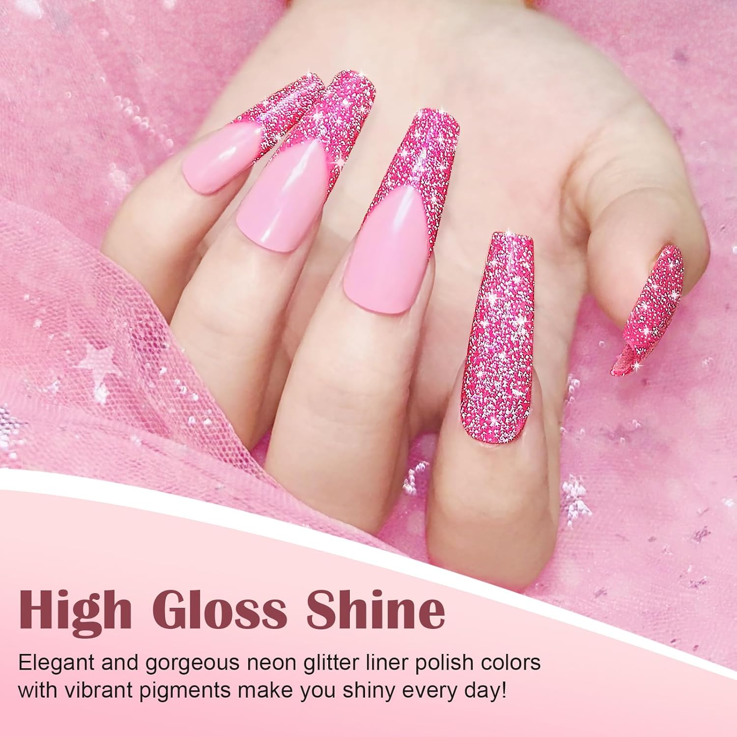 Kredioo Esmalte de gel reflectante con purpurina para arte de uñas, esmalte brillante pintado con diamante, 12 colores con lámpara UV, curado, kit