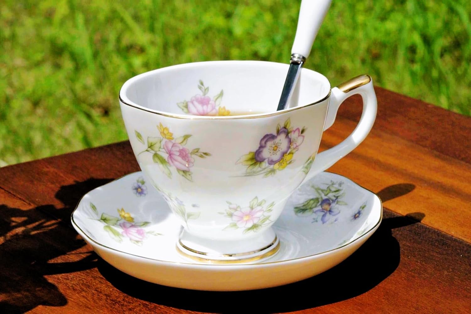 Taza de café de porcelana británica con platillo y cuchara para tazas americanas con platillo, juego de tazas y platillos de porcelana, juego de 3