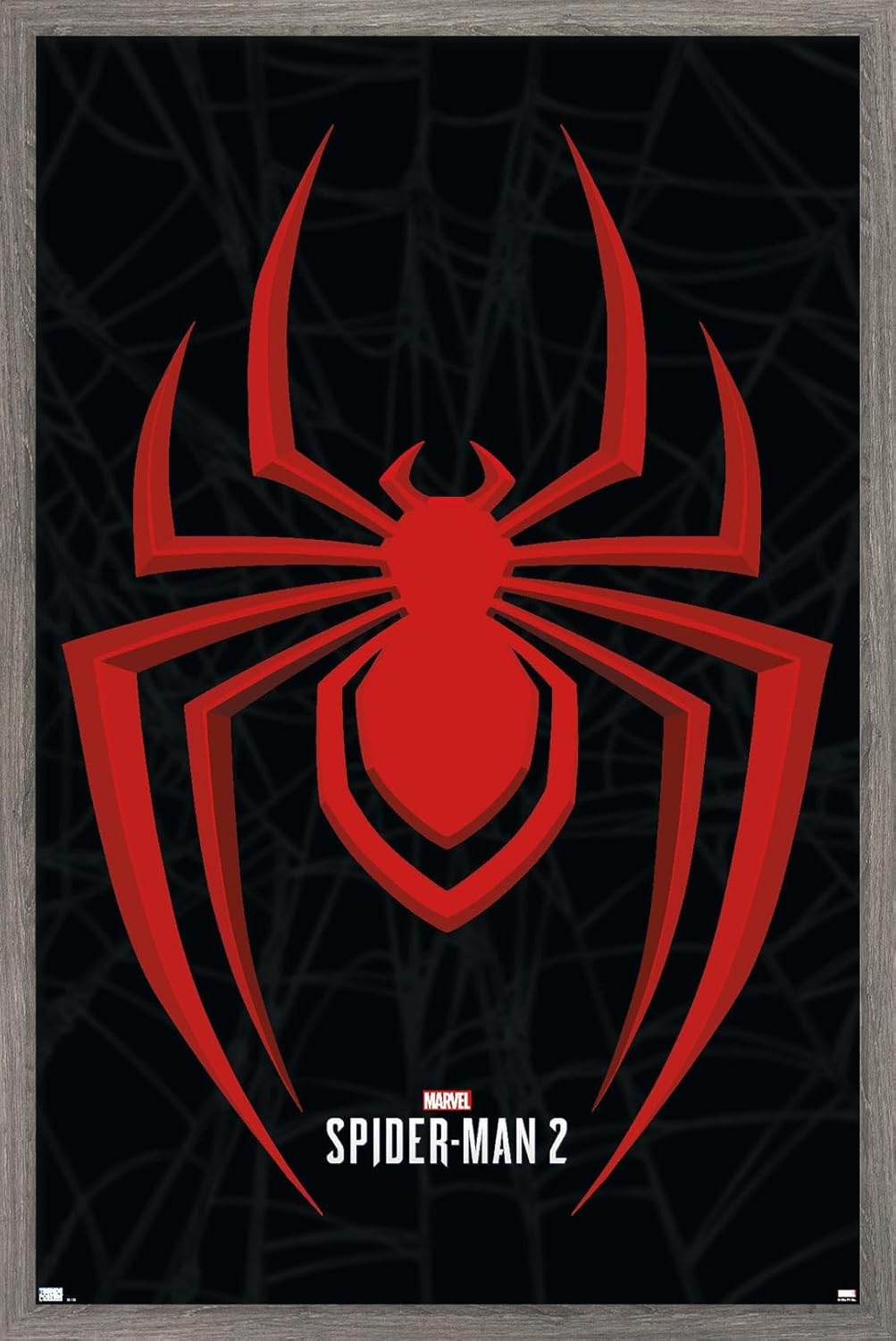 Trends International Marvel’s Spider-Man 2 – Póster de pared con icono de Miles Morales, 14.72 x 22.37 pulgadas, versión enmarcada de madera de