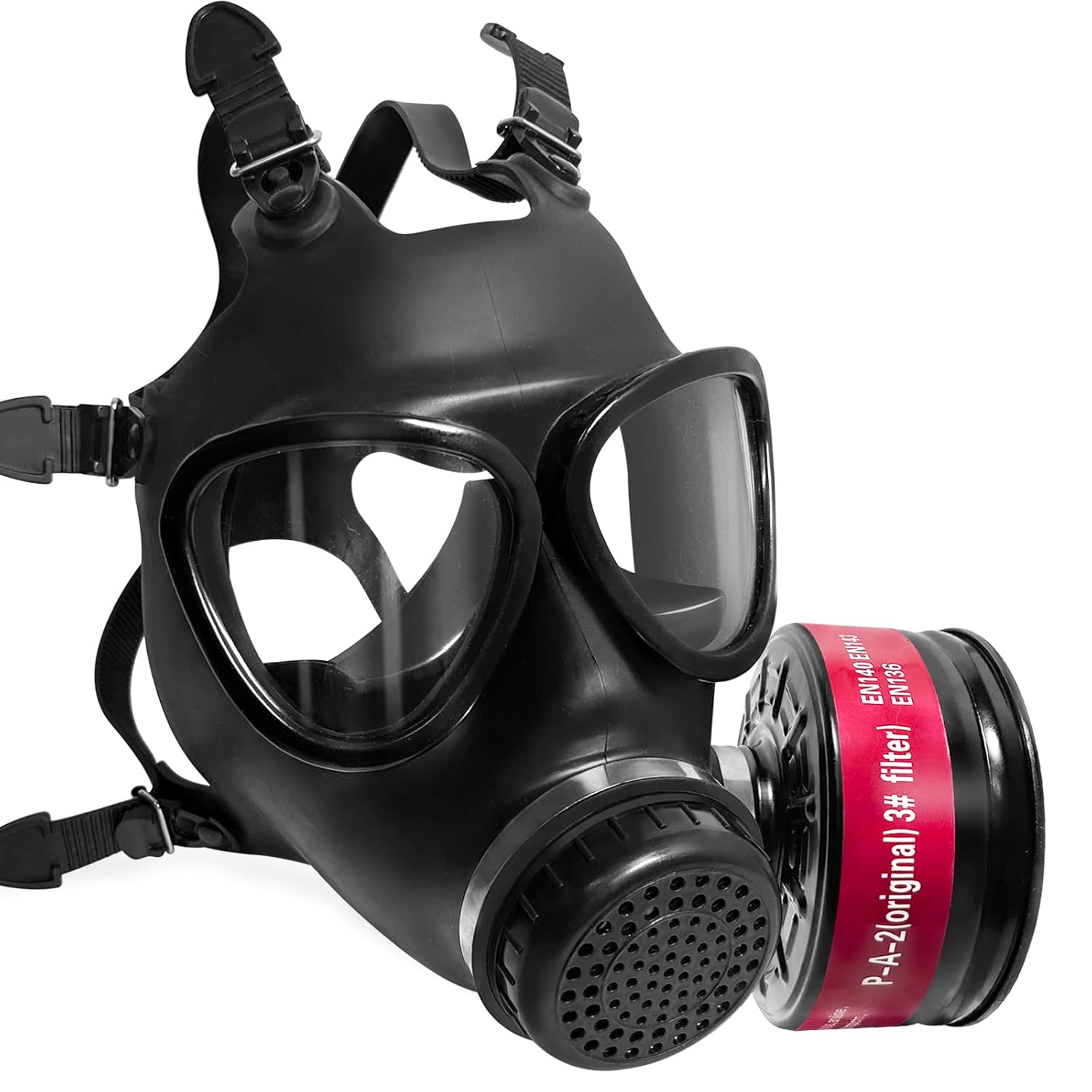 Máscara respiradora de cara completa con filtros de carbón activado de 1.575 pulgadas, máscaras de gas de cara completa de supervivencia nuclear y
