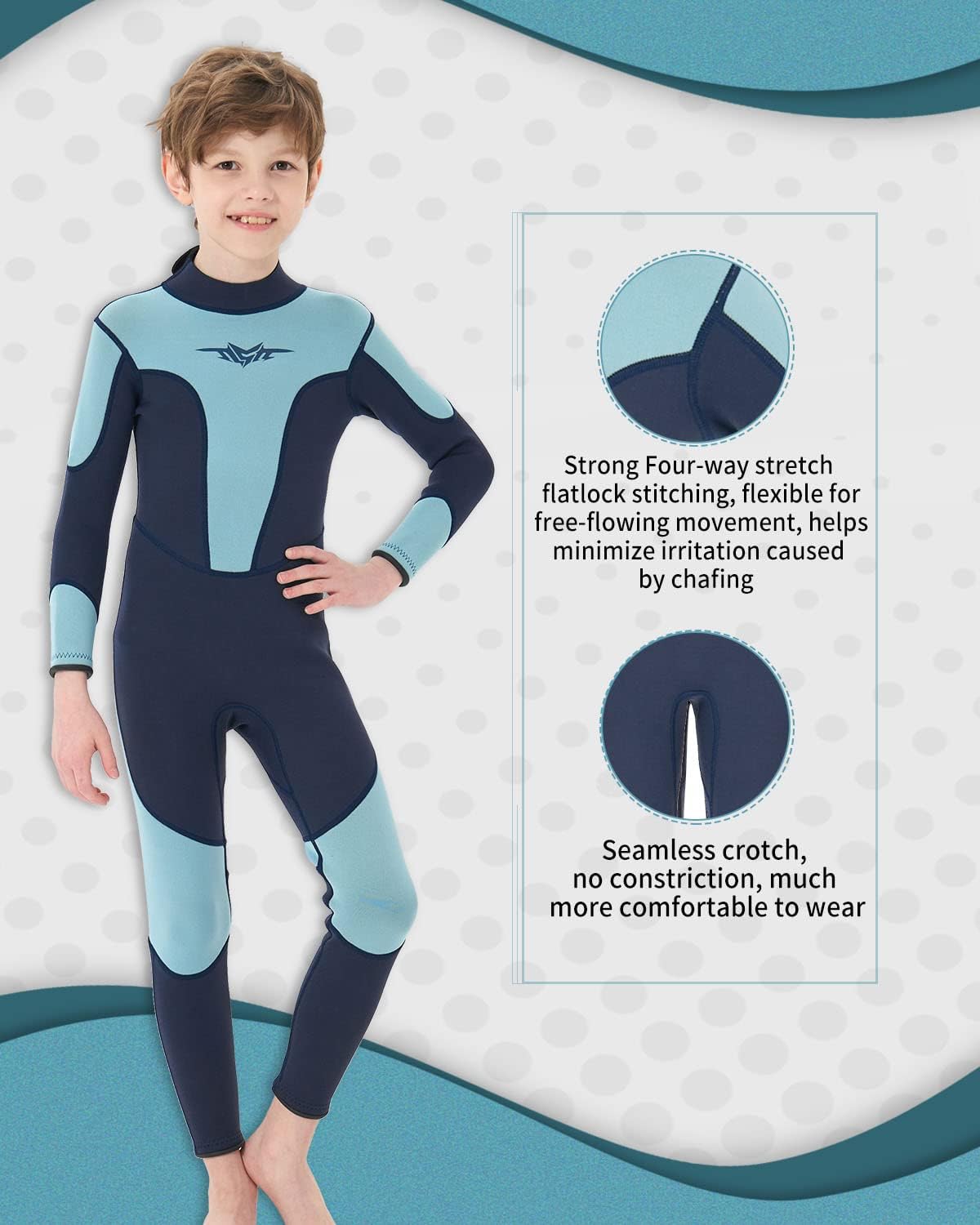 Seaskin Traje de neopreno para niños y niñas, trajes de baño térmicos con cremallera trasera de 0.118 in