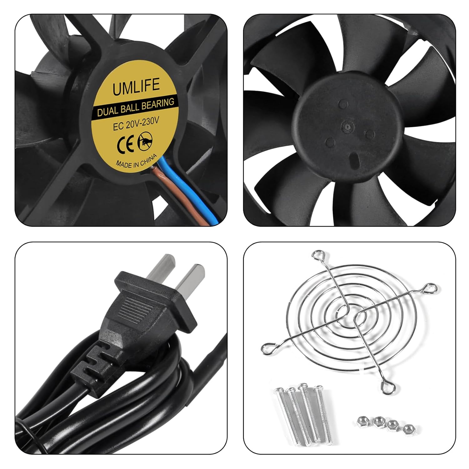 UMLIFE Paquete de 2 ventiladores axiales EC 3.150 in x 0.984 in CA 110 V 115 V 120 V 220 V 240 V alta velocidad doble rodamiento de bolas para
