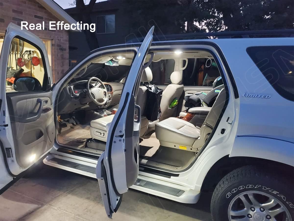 Kit de luz LED interior Sequoia blanca de 18 piezas de 6000 K de repuesto para Toyota Sequoia 2001 2002 2003 2004 2005 2006 2007, con diagrama de