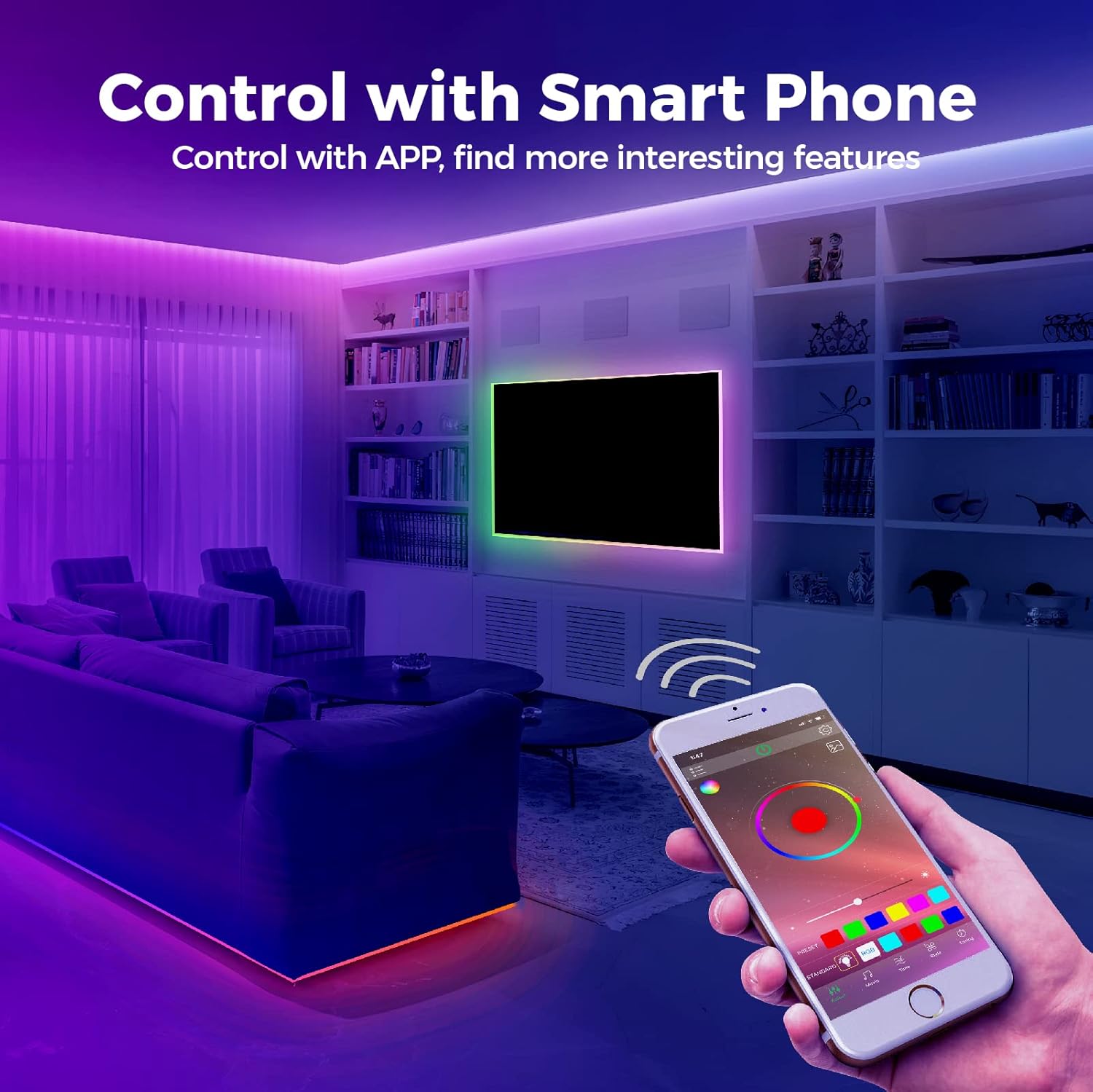 RGB-IC – Cuerda de luz LED, cuerda de luz de neón dinámica con control remoto, sincronización con música, autoadhesiva, suave y flexible, neón