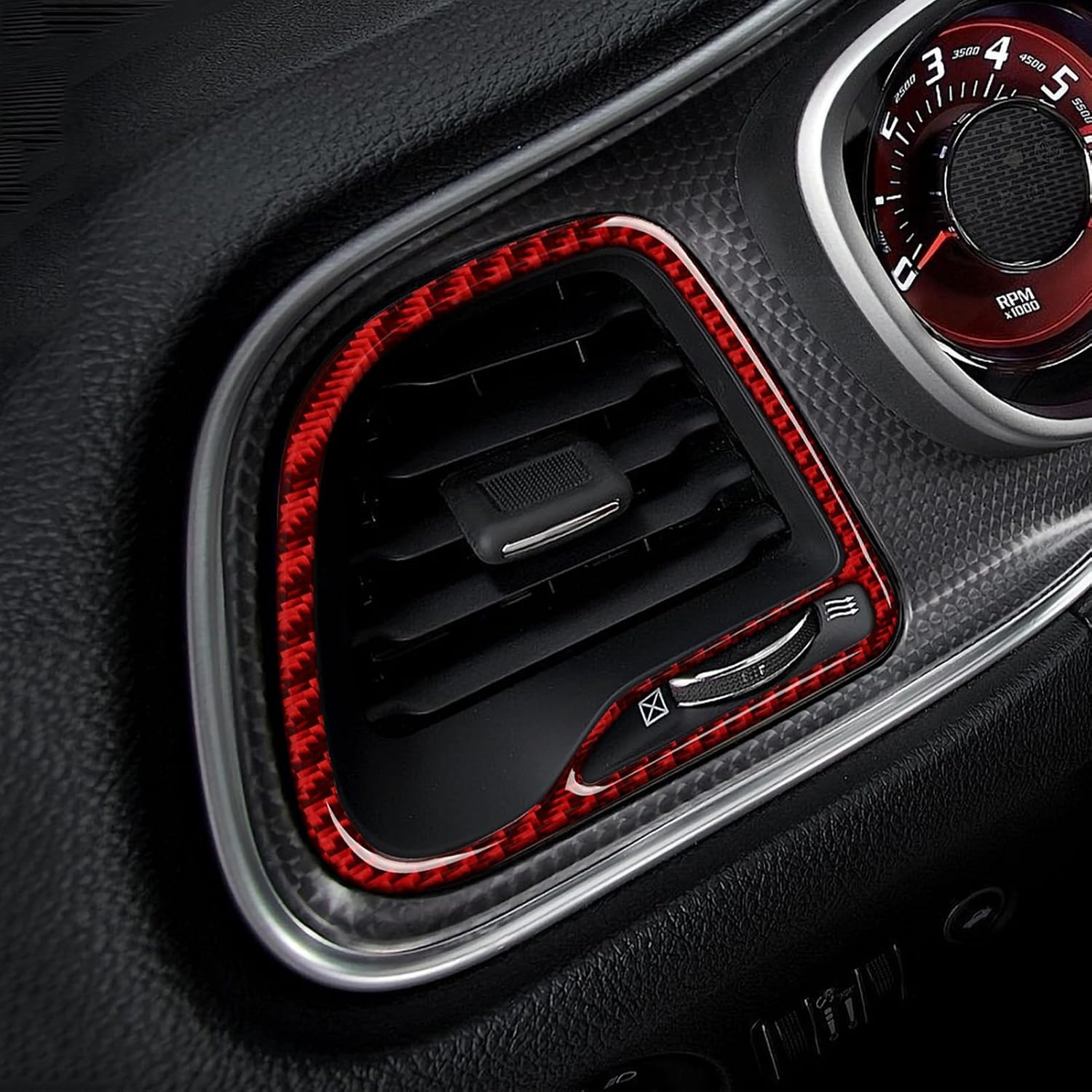 Calcomanías de ventilación de salida de aire acondicionado para automóvil Dodge Challenger 2015-2023, calcomanías de fibra de carbono