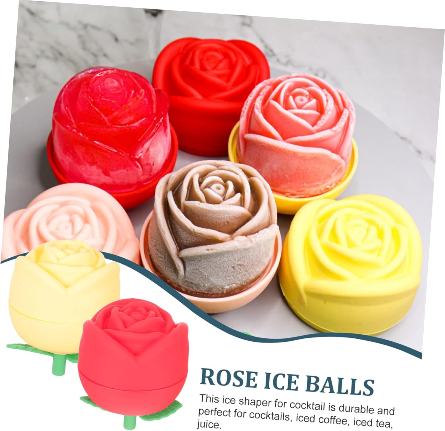 Zerodeko 6 piezas De Para Gelatinas Bolas De Hielo Antiadherentes Moldes Grandes De Silicona Moldes De Forma De Flor Molde De Cubo De Hielo