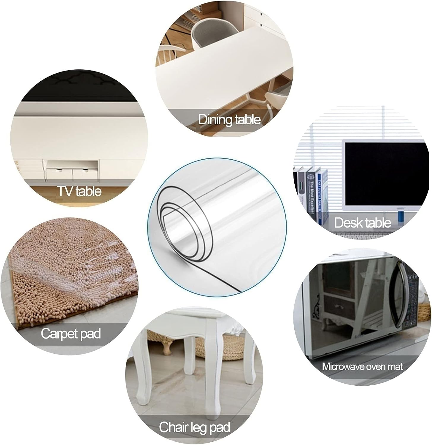 Protector transparente para escritorio, protector de mantel de PVC, protector de mesa de plástico, resistente al agua, para comedor, cubiertas de
