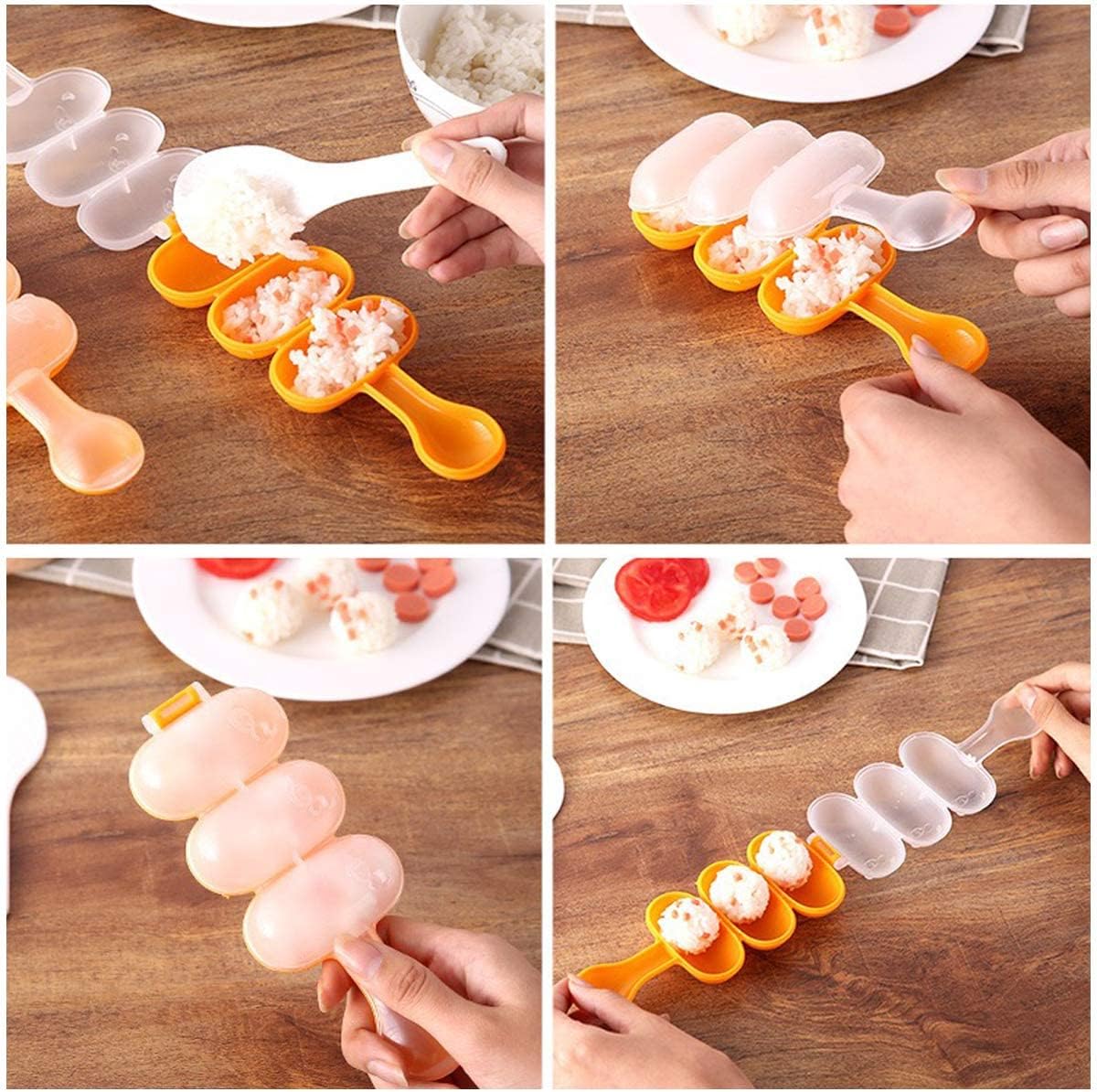 Molde de bola de arroz para batido de sushi, molde de sushi con formas de animales (3 piezas + 1 pieza) herramienta de bricolaje herramienta de