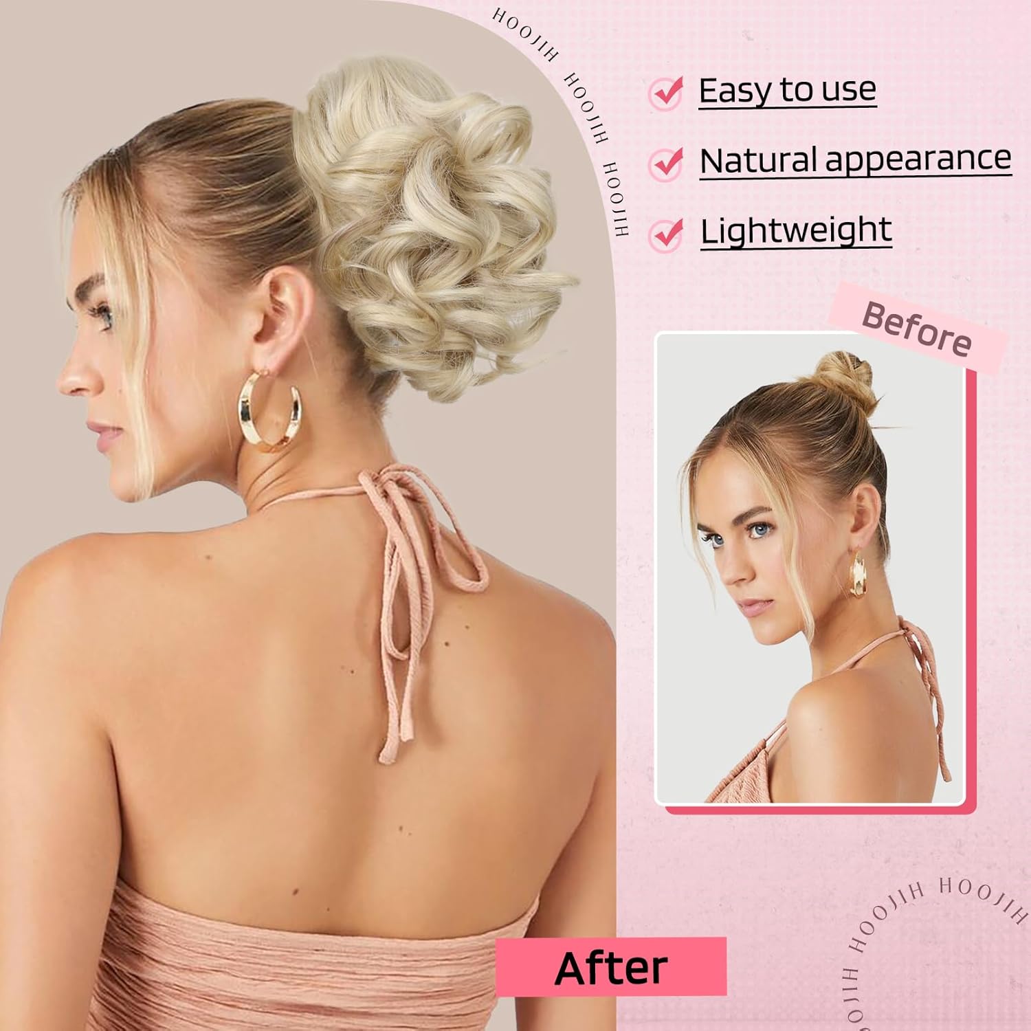 HOOJIH Extensión de cola de caballo con clip de garra, cola de caballo corta de 9 pulgadas, extensiones de cabello rizado ondulado y grueso,