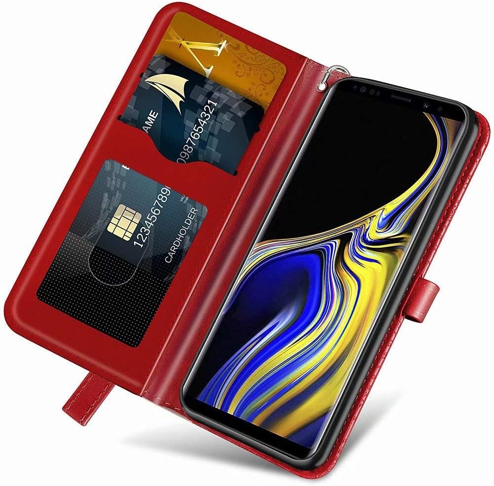 MEUPZZK Funda tipo cartera para Samsung Galaxy Note 9, piel sintética de alta calidad con diseño de árbol en relieve, función atril, ranuras para