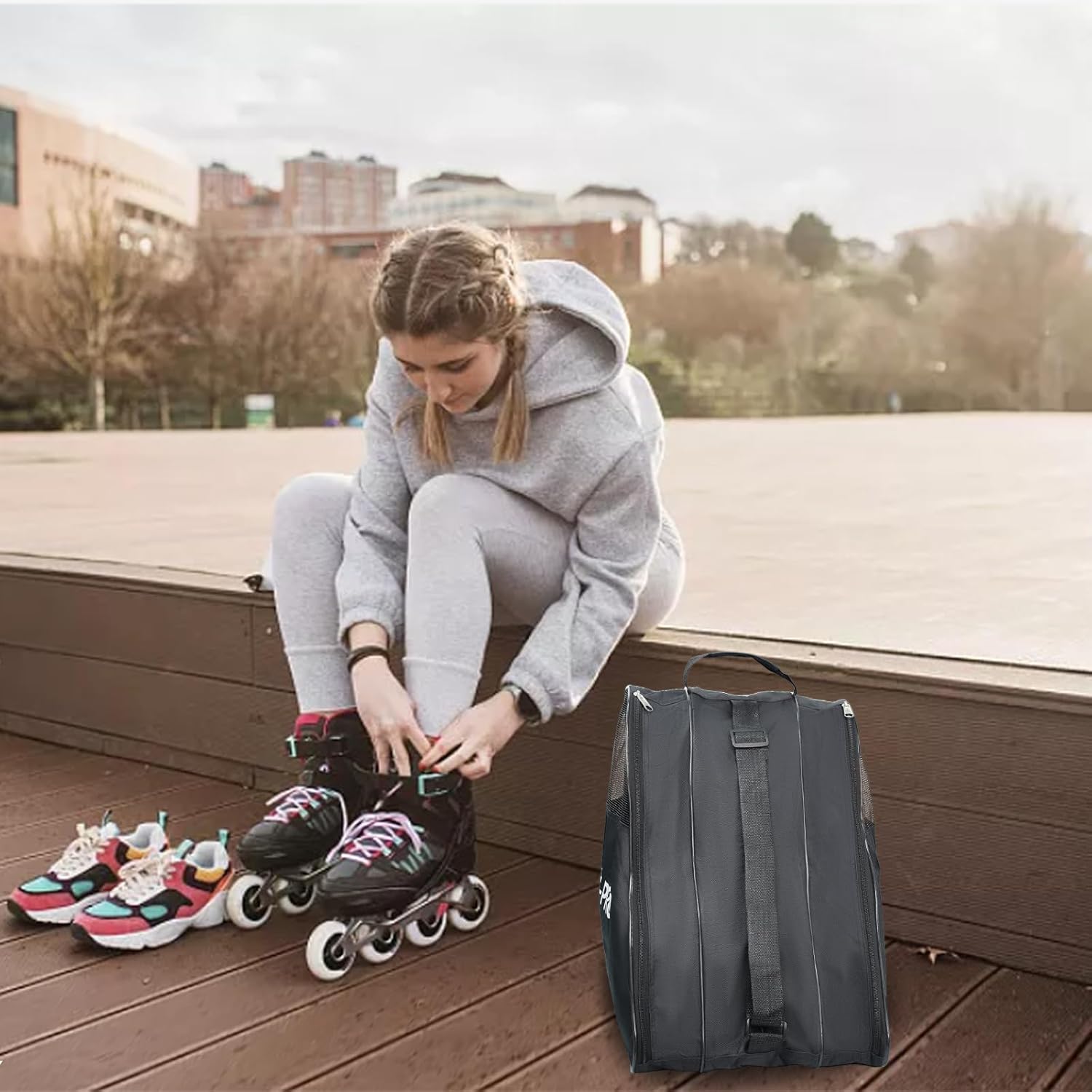 AIDY-PRO Roller Skates Bag Roller Blade bag Ice Skate Bag Roller Skate Bags for Quad Skates Figure Skating Inline Skate Bag