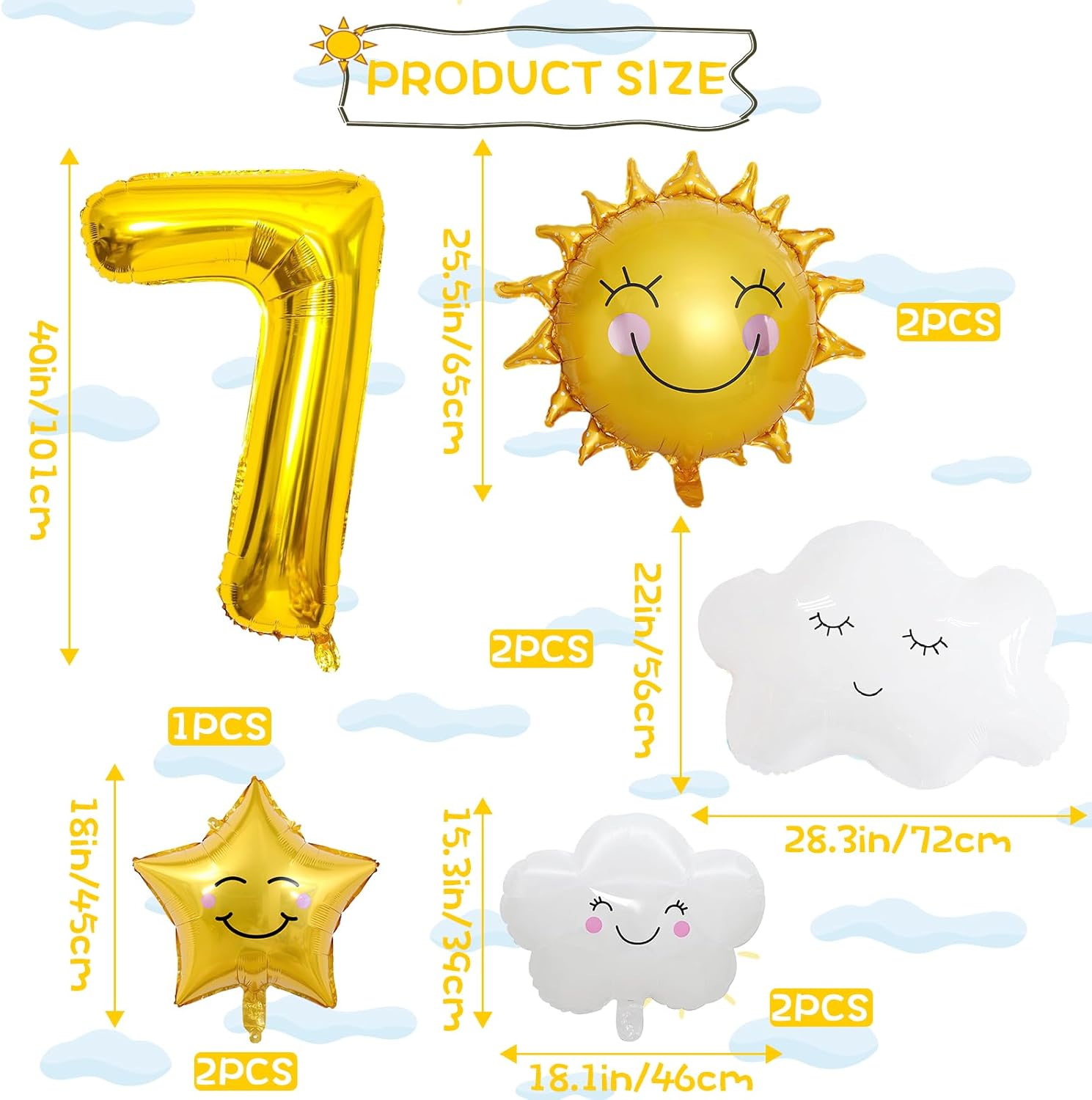 9 globos de papel de aluminio con diseño de flor de sol, cara sonriente, número de cumpleaños, suministros de fiesta de cumpleaños de sol,