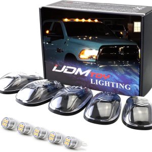 iJDMTOY Kit de montaje de luces LED ámbar de lente transparente para techo de cabina compatible con DodgeRAM ChevroletGMC Ford Toyota Trucks, juego iJDMTOY Kit de montaje de luces LED ámbar de lente transparente para techo de cabina compatible con DodgeRAM ChevroletGMC Ford Toyota Trucks, juego