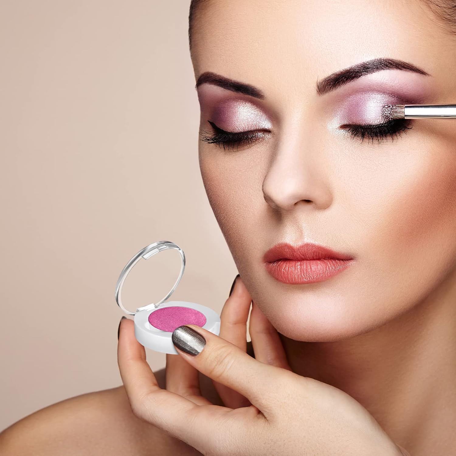Beaupretty 4 unids sola sombra de ojos caso redondo imanes vacío maquillaje contenedor para cosméticos polvo negro blanco