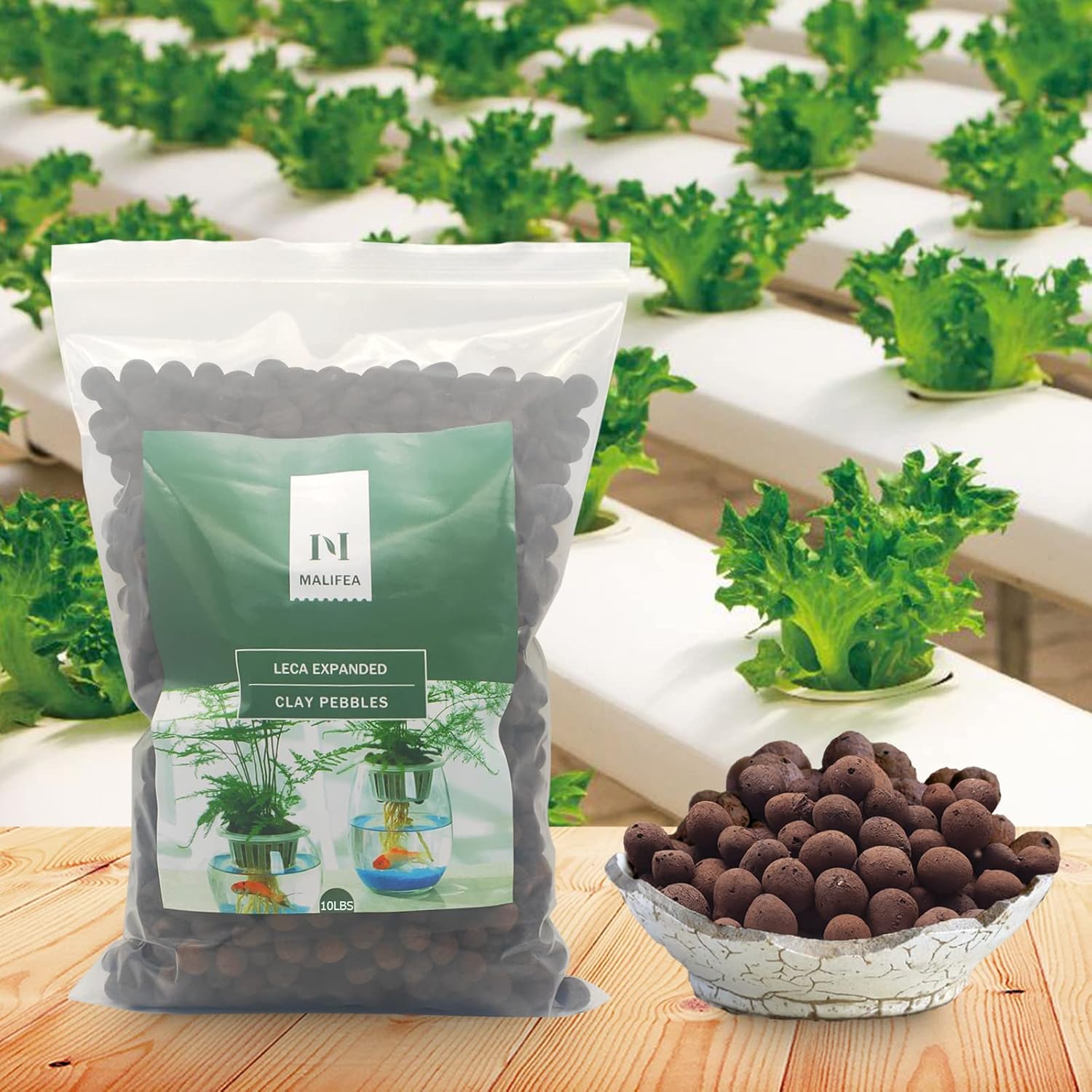 Malifea Suministros hidropónicos de arcilla expandida Leca de 10 libras para plantas de jardín de interior
