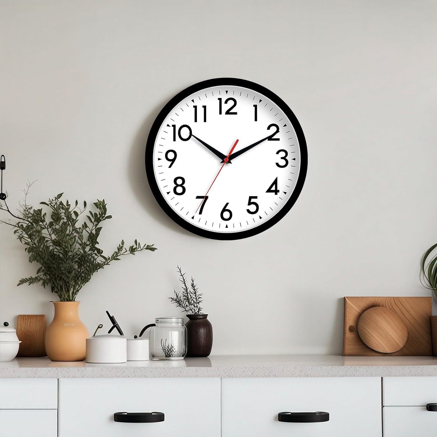DAXSMY Reloj de pared, reloj analógico de 8 pulgadas, silencioso sin tictac, funciona con pilas, decorativo para cocina, oficina, dormitorio, baño