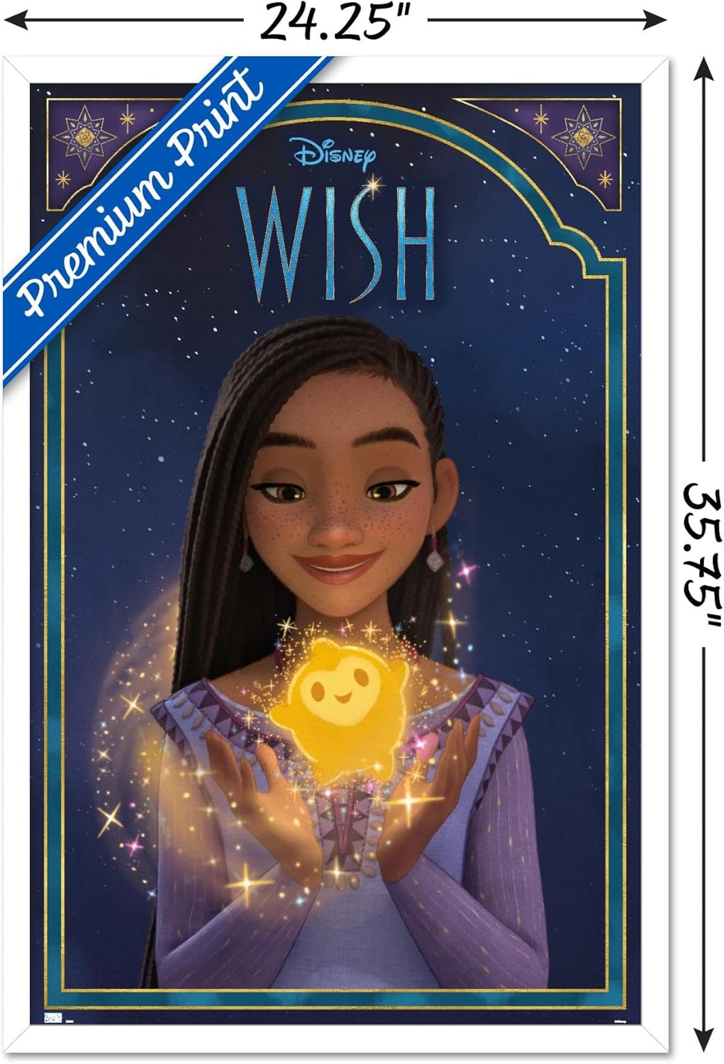 Trends International Disney Wish – Póster de pared de Asha & Star, 22.37 x 34.00 pulgadas, versión enmarcada en blanco