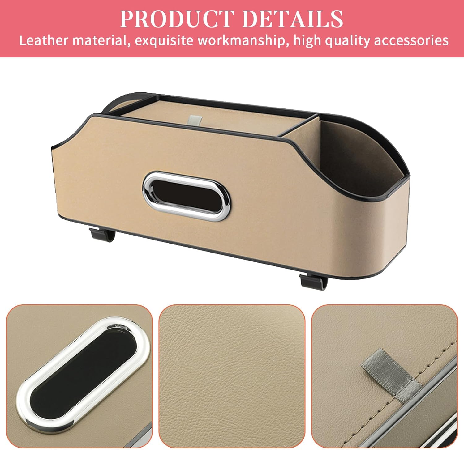 Gift2u Caja de almacenamiento multifuncional para vehículos, organizador de asiento trasero de automóvil con 2 portavasos para bebidas, soporte para