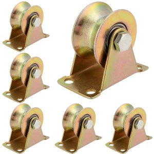 Paquete de 6 poleas de rueda de ranura en U de 2 pulgadas, rueda de ranura de acero tipo U, ruedas rígidas con soporte rodillos de puerta deslizante Paquete de 6 poleas de rueda de ranura en U de 2 pulgadas, rueda de ranura de acero tipo U, ruedas rígidas con soporte rodillos de puerta deslizante