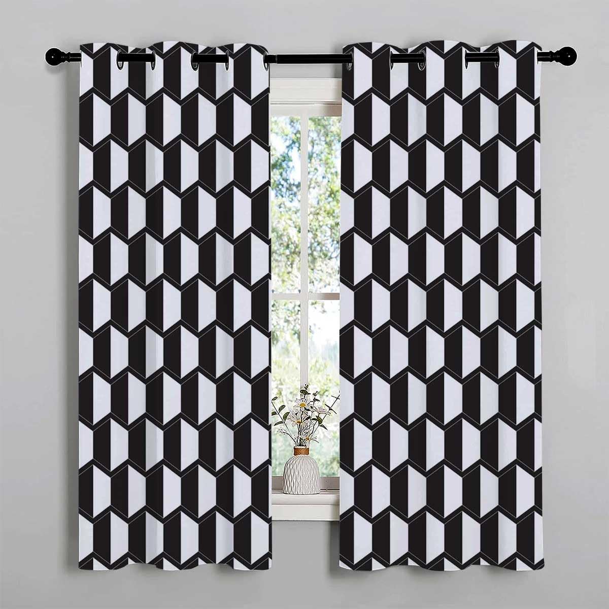 YANFENQI Light Blocker Curtains Light Color Geometry Lattice Line Modern Slide Door Curtain Cortinas para Ventanas De Cuarto 63Inch Width by 63Inch