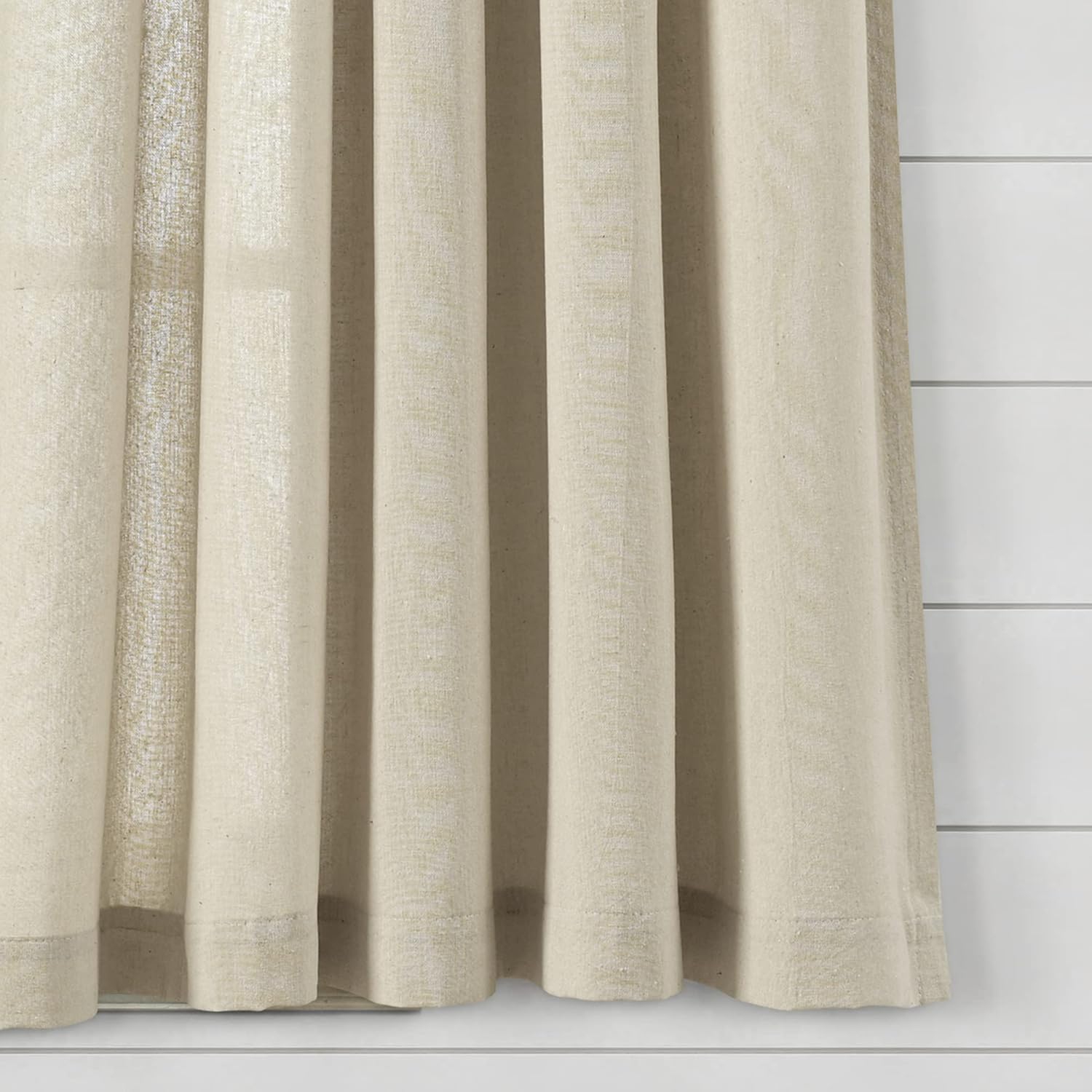 Lush Decor Panel de cortina de lino con borlas bohemias con pompones (panel individual), 63 pulgadas de largo x 52 pulgadas de ancho, lino oscuro