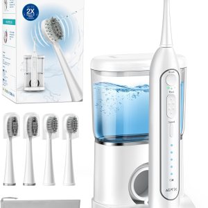 AGPTEK Cepillo de dientes eléctrico e hilo dental de agua, limpiador de dientes inalámbrico de 3 modos y 5 irrigadores orales a presión de agua, AGPTEK Cepillo de dientes eléctrico e hilo dental de agua, limpiador de dientes inalámbrico de 3 modos y 5 irrigadores orales a presión de agua,