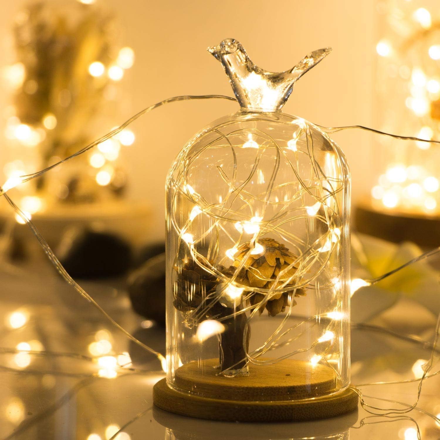 ANJAYLIA Luces de hadas, paquete de 4 tiras de luces que funcionan con pilas, 30 luces LED parpadeantes de 10 pies para bodas, dormitorios, fiestas,