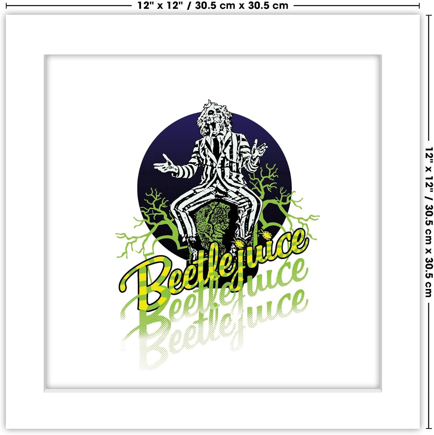 Trends International Gallery Pops Beetlejuice – Póster gráfico de pared de Beetlejuice, 12.00 x 12.00 pulgadas, versión de marco blanco