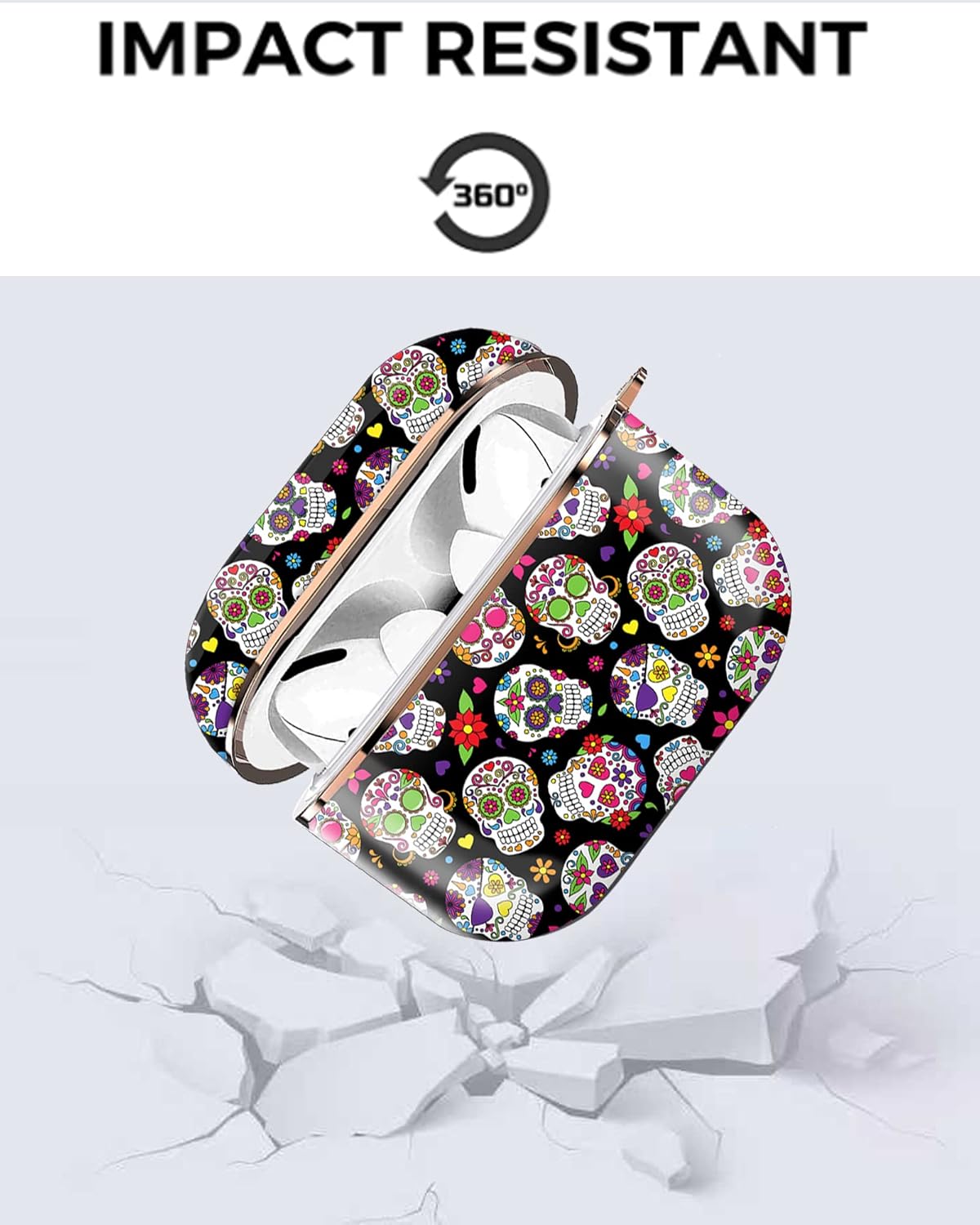 Funda para Airpod Pro 2 para Airpod Pro de 2 generación, a prueba de golpes, con llavero de oro rosa para niñas, mujeres y hombres (esqueleto de