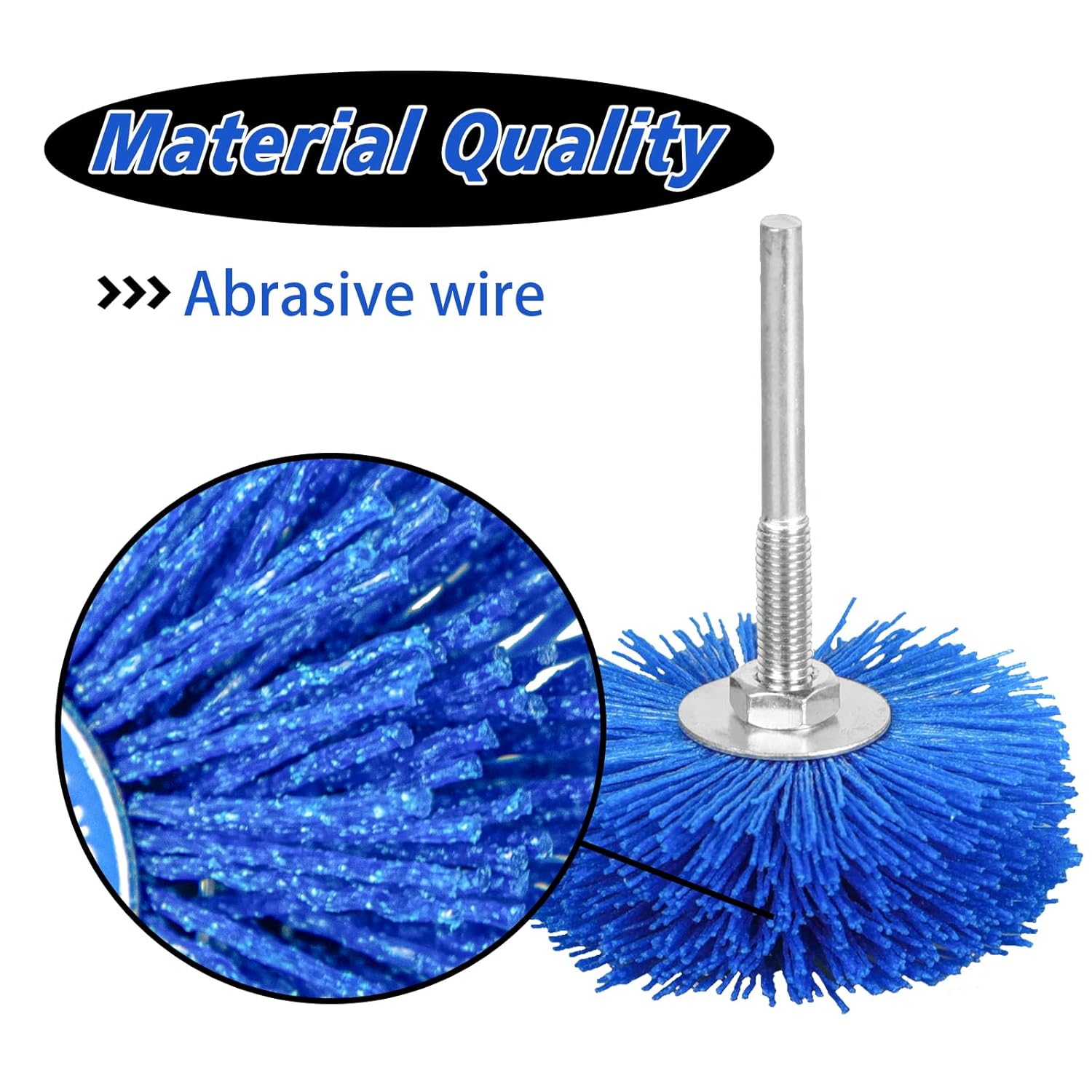 SALI Paquete de 7 cepillos de nailon abrasivo de grano mixto con vástago de 14 pulgadas, perfecto para eliminar óxido, corrosión, pintura, pulido de