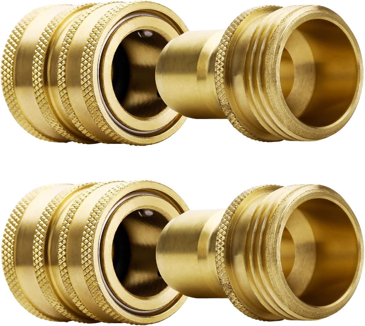 YAMATIC Manguera de jardín de conexión rápida para manguera de agua, rosca de 34 pulgadas, durabilidad de latón de alta calidad y actualización sin