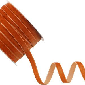 DINDOSAL Cinta de terciopelo de terracota de 38 pulgadas de una sola cara, cinta fina de terciopelo para envolver regalos, cinta naranja quemada, DINDOSAL Cinta de terciopelo de terracota de 38 pulgadas de una sola cara, cinta fina de terciopelo para envolver regalos, cinta naranja quemada,
