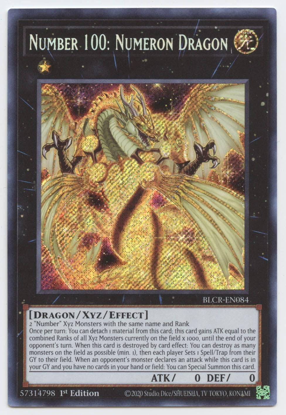 Número 100 Numeron Dragon – BLCR-EN084 – Secret Rare – 1 edición