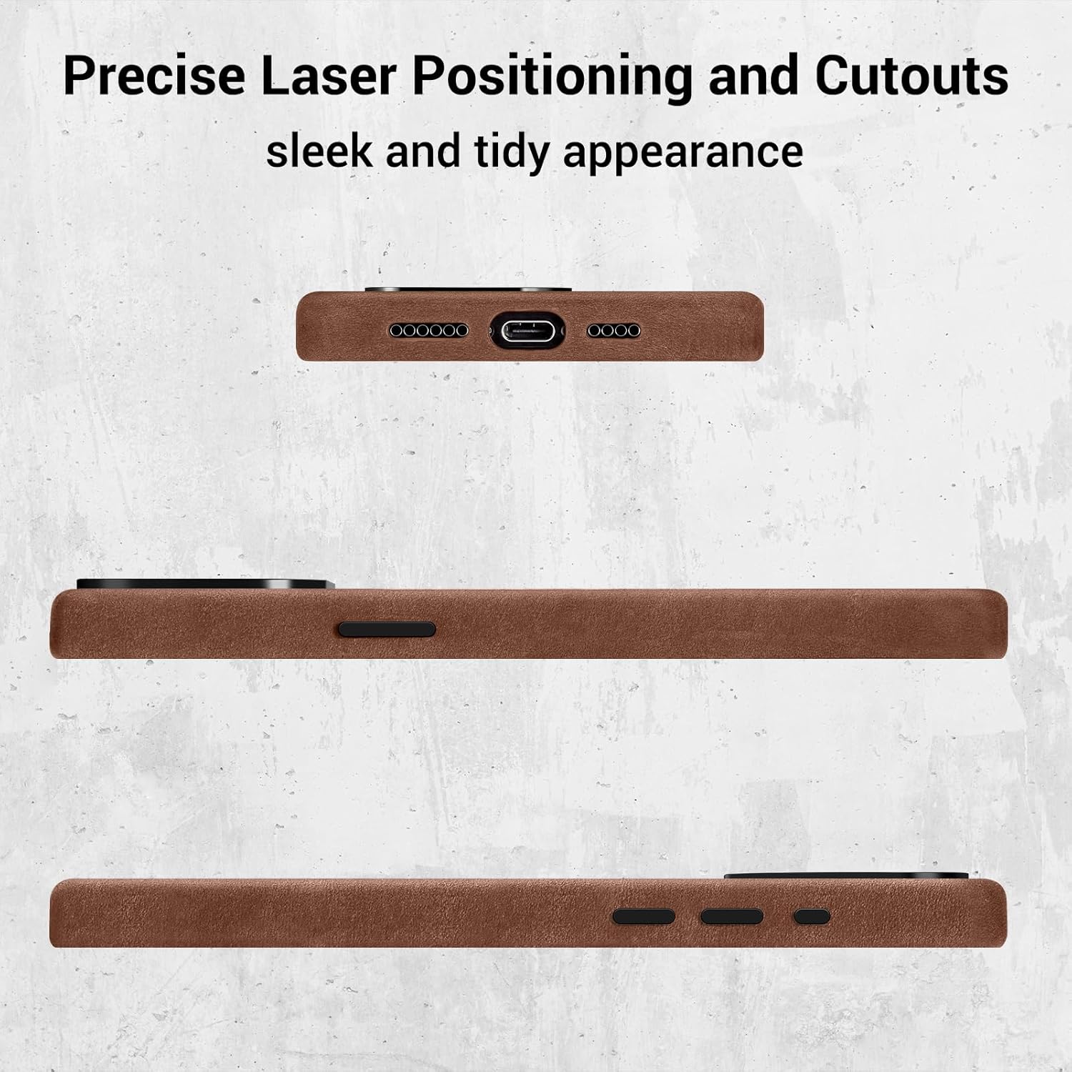 Belemay Magsafe – Funda de piel compatible con iPhone 15 Pro, piel de caballo loco vintage de grano superior, botones de metal y bisel de la cámara,