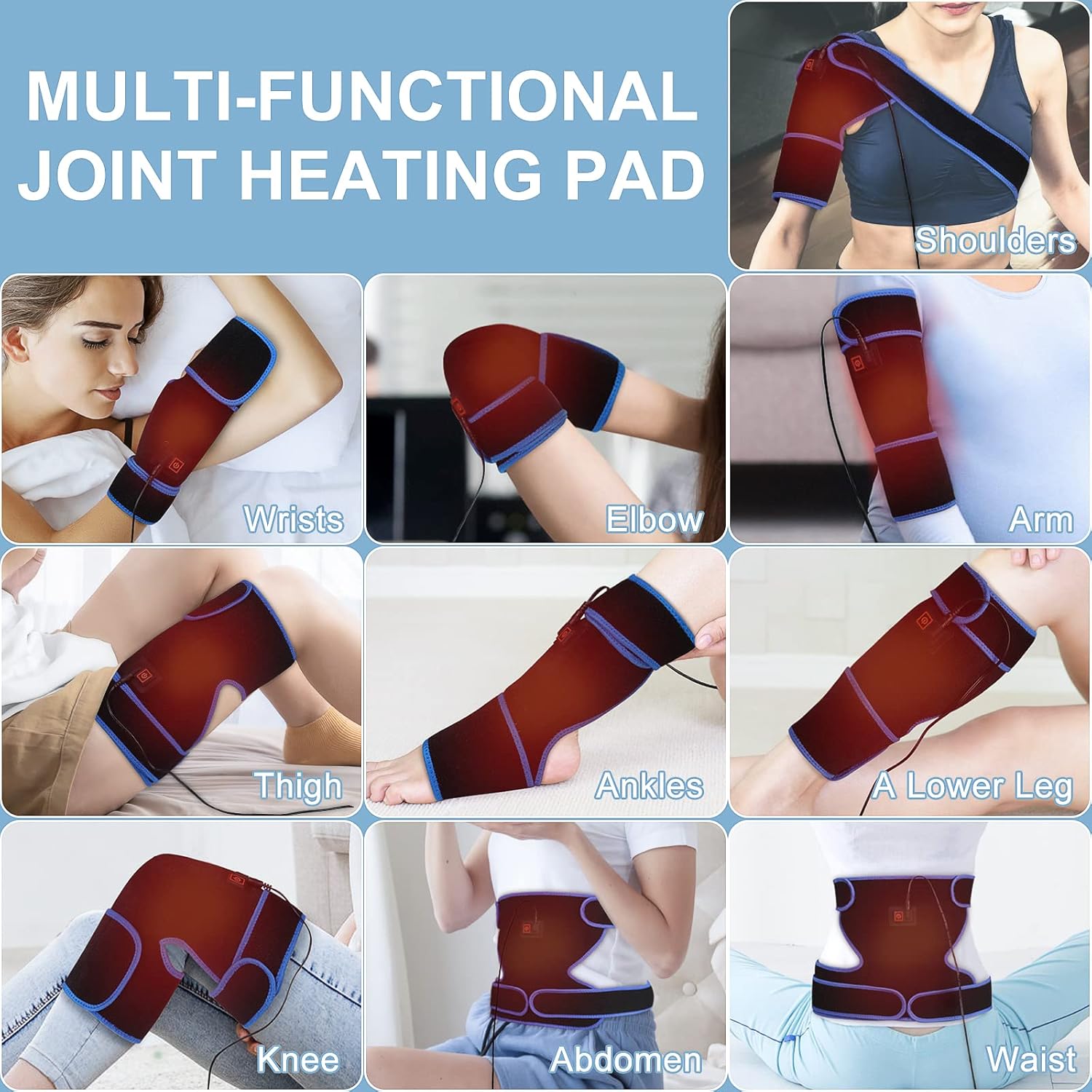 Almohadilla térmica para rodilla, rodillera calentada para hombres y mujeres, almohadilla de alivio del dolor para rodilla, hombro, codo, cirugía de
