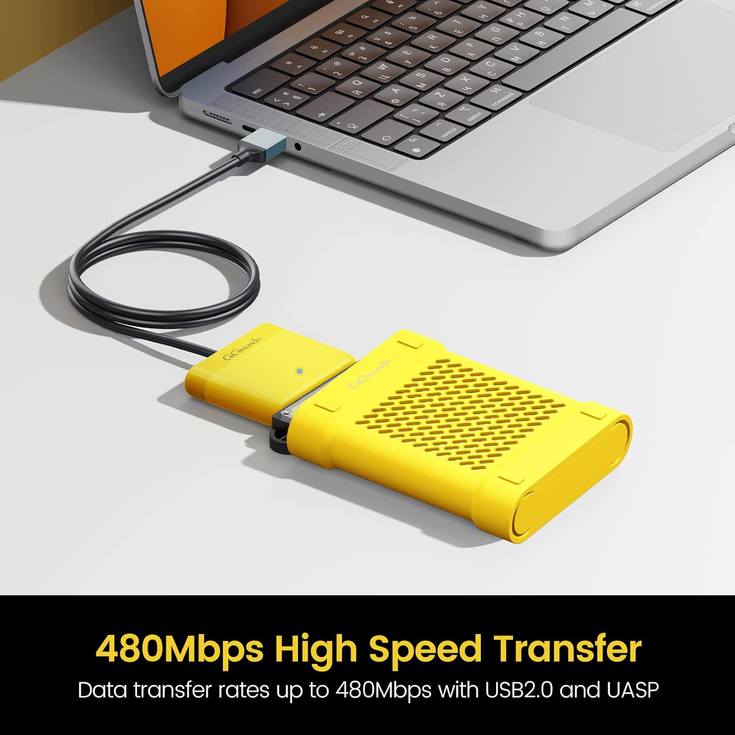 Adaptador SATA a USB 2.0, cable SATA a USB de 1 pie para SSD y HDD de 2.5 pulgadas compatible con UASP, convertidor externo para transferencia de