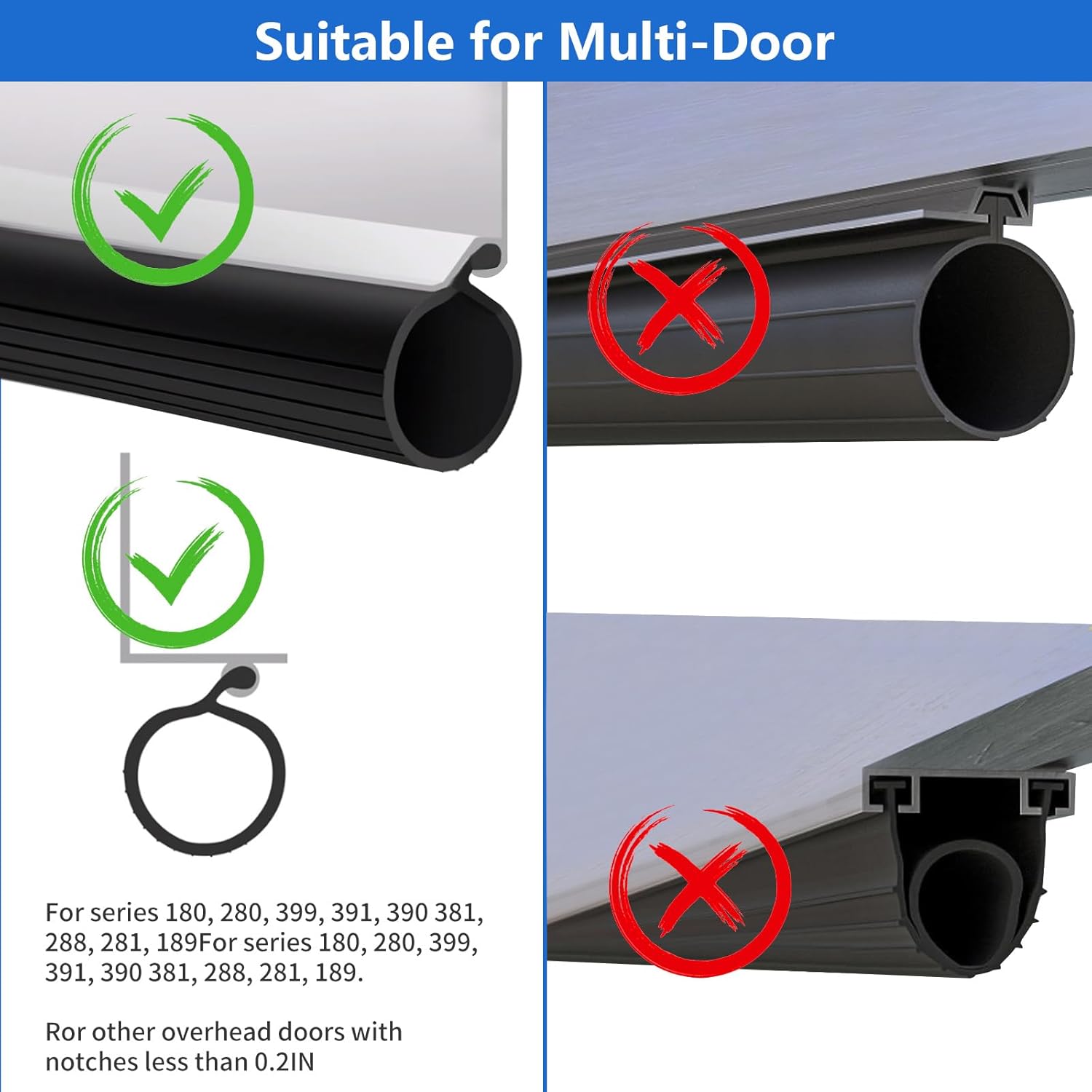 Sellos de puerta de garaje para parte inferior de goma de repuesto, universal resistente a la intemperie, caucho de sellado de umbral amortiguador,