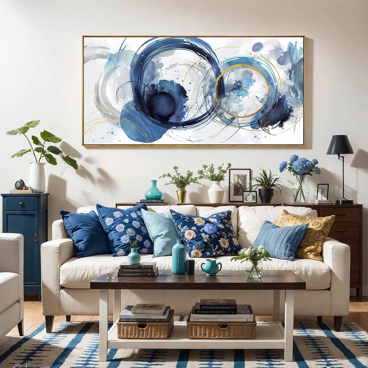 Arte para pared, pinturas de arte abstracto, fantasía azul, grafiti colorido sobre fondo blanco, arte moderno para decoración de pared para sala de