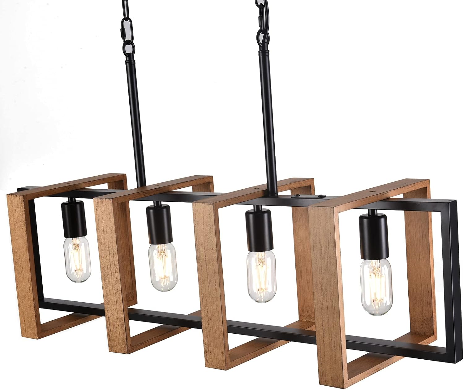 Lámpara de araña de 33 pulgadas para isla de cocina, lámpara rústica de 4 luces, lámpara colgante industrial moderna negra para mesa de comedor y